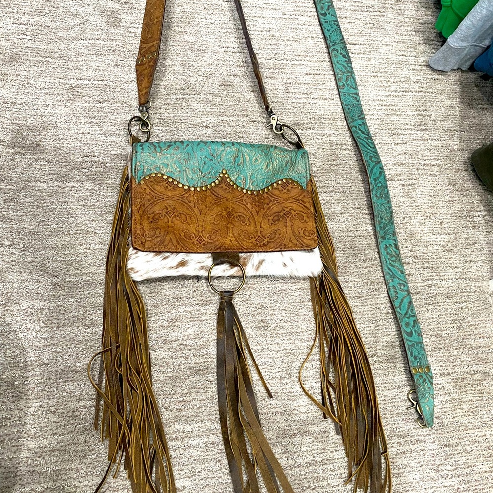 Fringe leather cowhide purse!